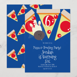 Invitation Tranches de pizza géométriques Fête Bowling Annive