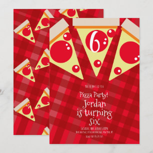 Invitation Tranches de pizza géométriques Fête d'anniversaire