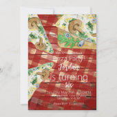 Invitation Tranches de pizza rustique champignon fête d'anniv (Devant)