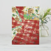 Invitation Tranches de pizza rustique champignon fête d'anniv (Debout devant)