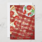 Invitation Tranches de pizza rustique Script de fête d'annive (Devant)