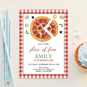 Invitation Tranches de plaisir UNE fête de pizza d'anniversai