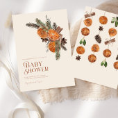 Invitation Tranches d'orange séchées simples et Baby shower d