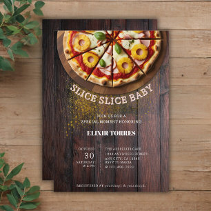 Invitation Tranches rustiques de pizza pour Baby Shower