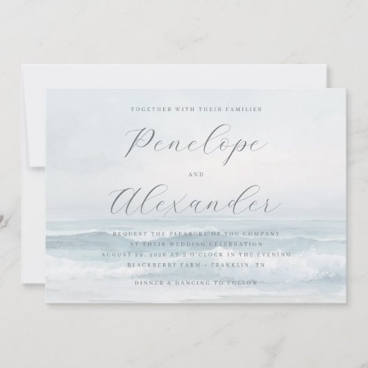 Invitation Tranquil Blue Ocean Waves (Devant)