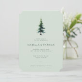 Invitation Tranquil Mint Watercolor Tree (Debout devant)