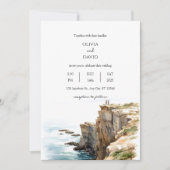 Invitation Tranquille falaises côtières Watercolor Beach Mari (Devant)