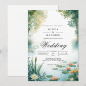 Invitation Tranquille Mariage floral Pond (Devant / Derrière)