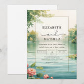 Invitation Tranquille Mariage floral Pond (Devant / Derrière)