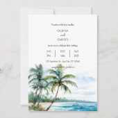 Invitation Tranquille Tropical Seascape Palm Beach Mariage (Devant)