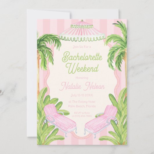 Invitation Transats de Piscine de Palm Beach pour Enterrement (Devant)