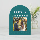 Invitation Transformative Teal Modern Arched Wedding (Debout devant)