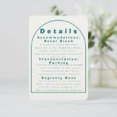 Invitation Transformative Teal Modern Craft Wedding Details (Debout devant)