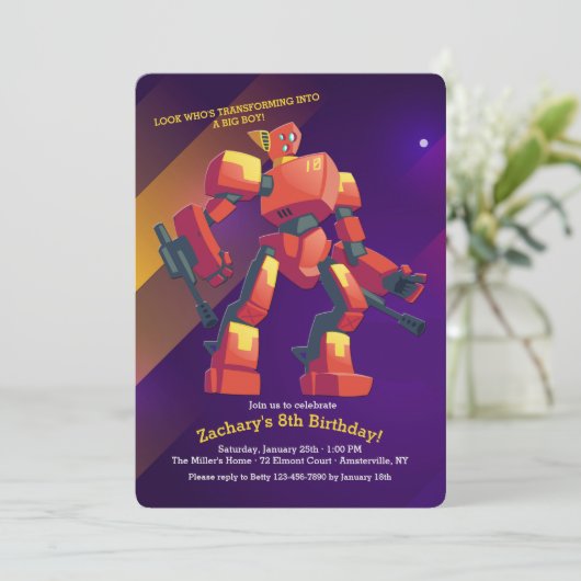 Invitation Transformer l'invitation d'anniversaire d'un robot (Debout devant)
