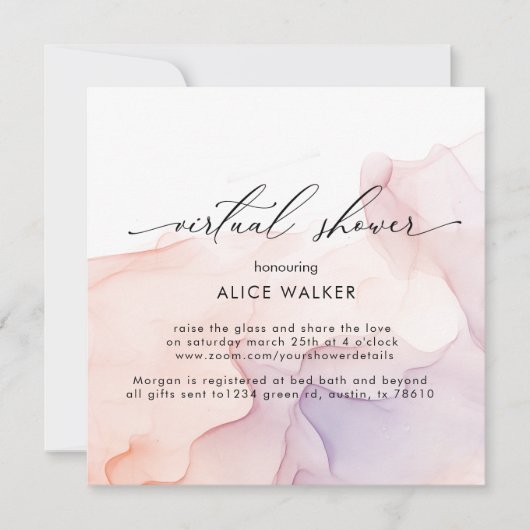 Invitation Transparent Soie Douche Virtuelle (Devant)