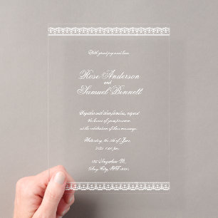 Invitation transparente en acrylique à motif de de