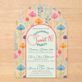 Invitation transparente pour un anniversaire flora (Recto)