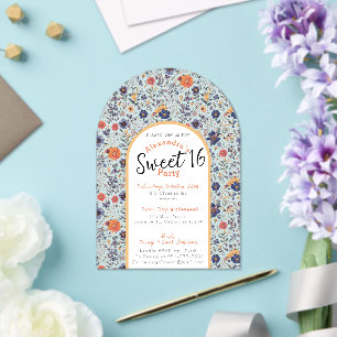 Invitation transparente pour un sweet sixteen fleu