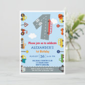 Invitation Transport 1er Anniversaire Voitures Fête Invitatio (Debout devant)