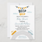 Invitation Transport Baby shower Voitures Rétro (Devant)
