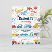 Invitation Transport Camions Diggers Voitures Anniversaire (Debout devant)