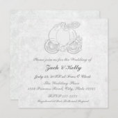 Invitation transport Cendrillon blanc & argent (Devant / Derrière)