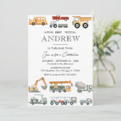 Invitation Transport City Truck fête d'anniversaire (Debout devant)