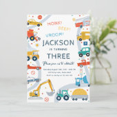 Invitation Transport City Voitures et Camion Boy Anniversaire (Debout devant)