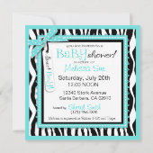 Invitation Transport de bébés, Baby shower Zebra Print & Turq (Dos)