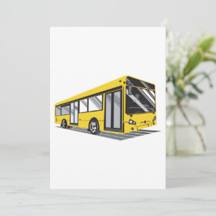 Invitation Transport en commun de bus urbain jaune gras