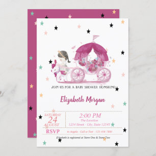 Invitation Transport, Étoiles, Baby shower Princesse