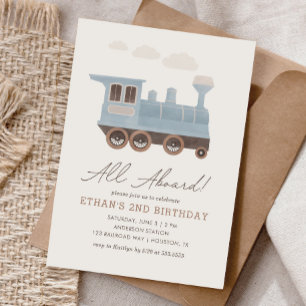 Invitation Transport ferroviaire vintage Anniversaire