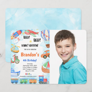 Invitation Transport modifiable Anniversaire Photo