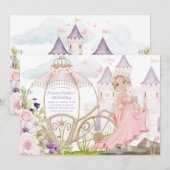 Invitation Transport royal | Blonde Princess Anniversaire (Devant / Derrière)