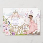 Invitation Transport royal | Princesse de peau foncée Anniver (Devant / Derrière)