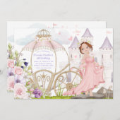 Invitation Transport royal | Red Haired Princess Anniversaire (Devant / Derrière)
