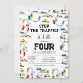 Invitation Transport Voitures Camions Arrêt Trafic Anniversai (Devant)