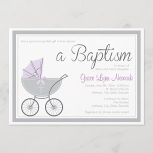 Invitation Transportage de bébé croisé Purple Girl Baptême In