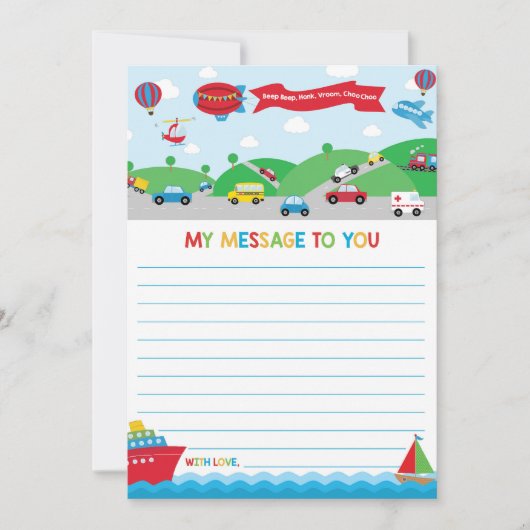 Invitation Transportation Activity Time Capsule Message Card (Devant)