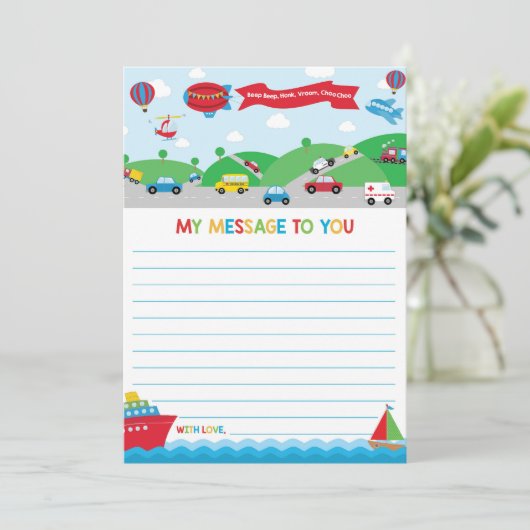 Invitation Transportation Activity Time Capsule Message Card (Debout devant)