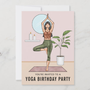 Invitation Travail de posture d'arbre femme yoga fête d'anniv