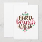 Invitation Travail dur de Noël, brunch encore plus dur (Devant / Derrière)