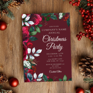 Invitation Travail Floral Festif d'Hiver Soirée de Noël