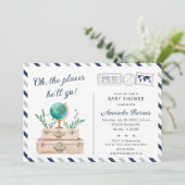 Invitation Travel Adventure Baby Boy Around the World Shower (Debout devant)
