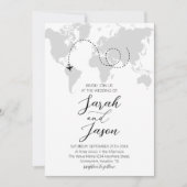 Invitation Travel Adventure World Map Destination Wedding (Devant)
