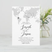 Invitation Travel Adventure World Map Destination Wedding (Debout devant)