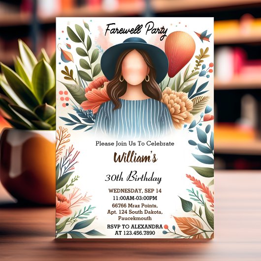 Invitation Travel Surprise Globe Adieu 30e anniversaire