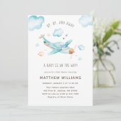 Invitation Travel Toy Baby shower de l'avion (Debout devant)