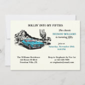 Invitation Travel Vintage Car Desert 50th Birthday Party (Devant)