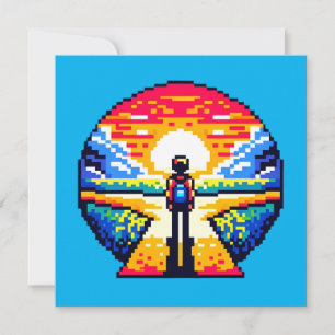 Invitation Traversée au coucher du soleil Voyage d'art Pixel 